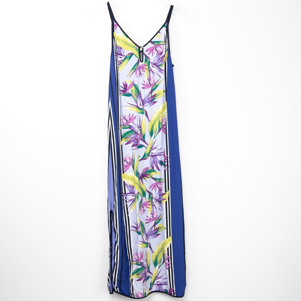 Tommy Bahama Birds of Paradise Dress Sleeveless Midi Tropical Purple Size Small - Picture 2 of 6